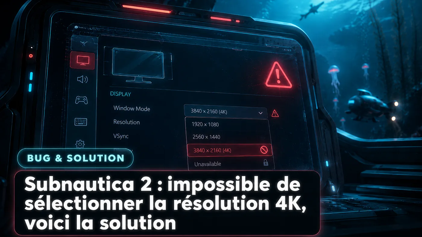 Subnautica 2 : impossible de sélectionner la résolution 4K, voici la solution